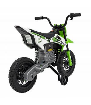 Moto batería 12v niños, Cross, ruedas goma, asiento cuero, 2-6 años, gas en el puño, VERDE - INDA363-RA-JT5006.ZIE